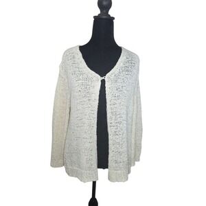 Oltre Made in Italy Open Knit Cardigan Cream Crochet Lightweight Women L